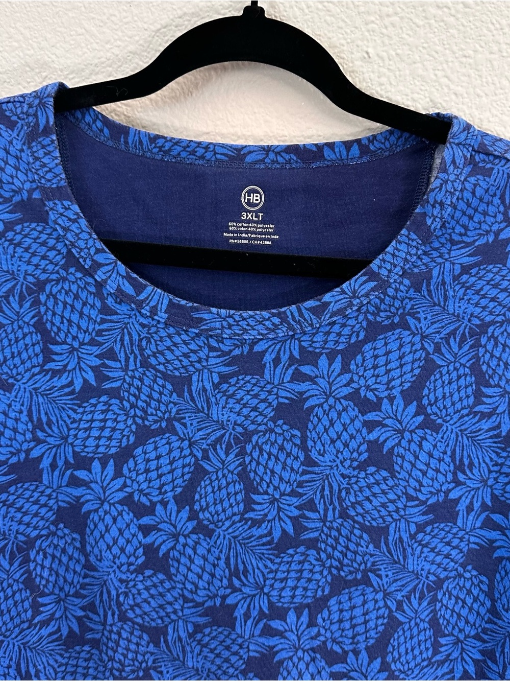 Harbor Bay Blue Pineapple Print Short Sleeve Tee